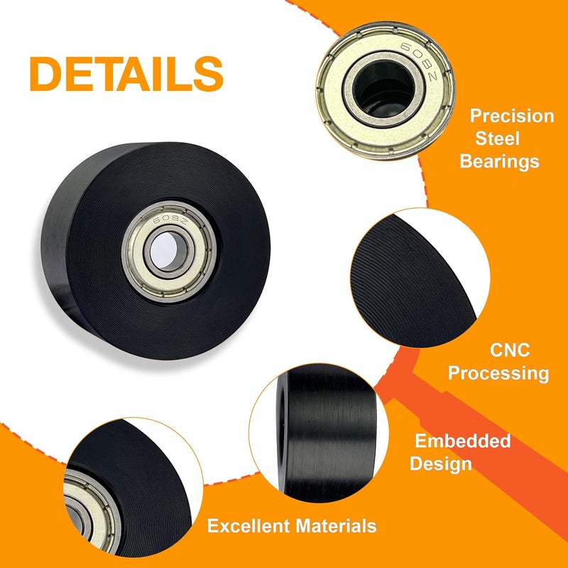 DAFORE Upgraded Machined Wheels/Rollers Compatible with Rowing Machine,Water Rower Seat Attachment,Exercise Machine Parts Accesory,The Bearing Bore Diameter is 5/16 Inch,4Pcs - Image 3